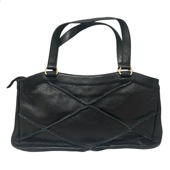 Nyla Noor Bohemian Soho Pebbled Leather Patchwork Seam Tassel Shoulder Bag Black - Picture 2 of 5